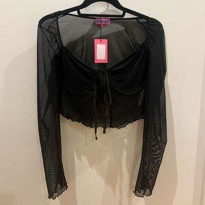 Edikted Sheer Black Long Sleeve Top